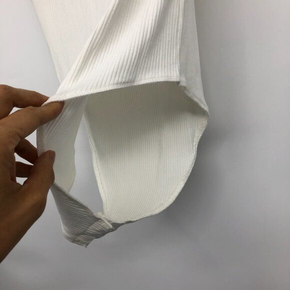 She + Sky White Ribbed Mock Neck sleeveless Bodysuit size L - Picture 7 of 14